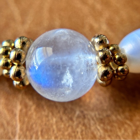 Gold Necklace Ruby Lapis Lazuli Pearl Moonstone Handmade Crystal Necklace Silver - Picture 9 of 11